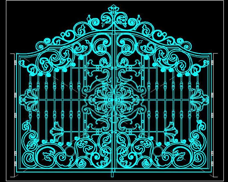 Main Gate Free CAD Block with Intricate Floral Design